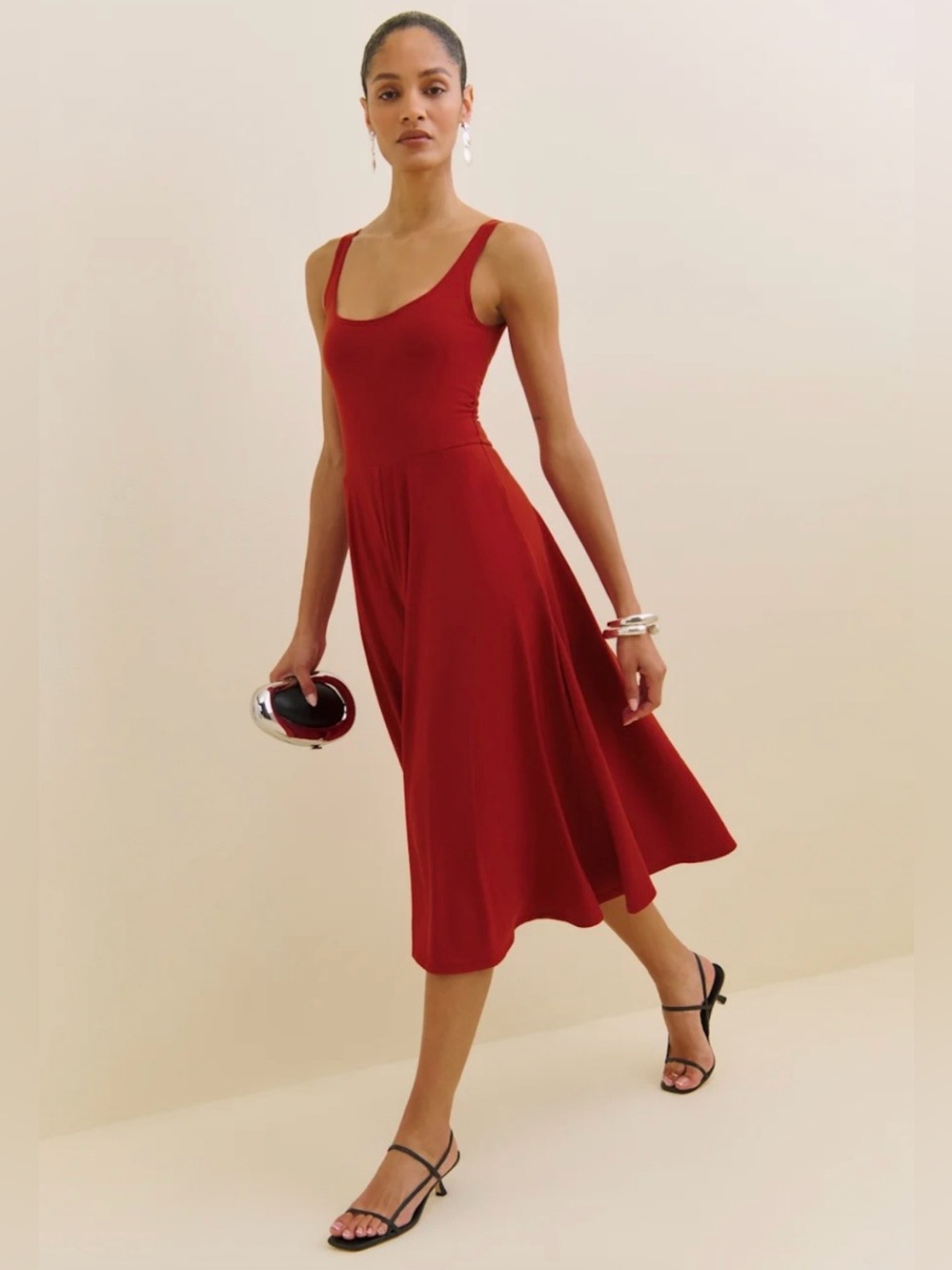 Reformation Rou Knit Dress in Sundried Tomato